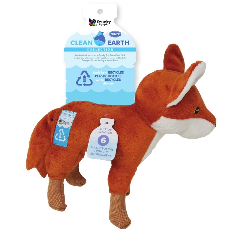 Spunky Pup Clean Earth Plush Fox | Made From 100% Recycled Water Bottles | Large