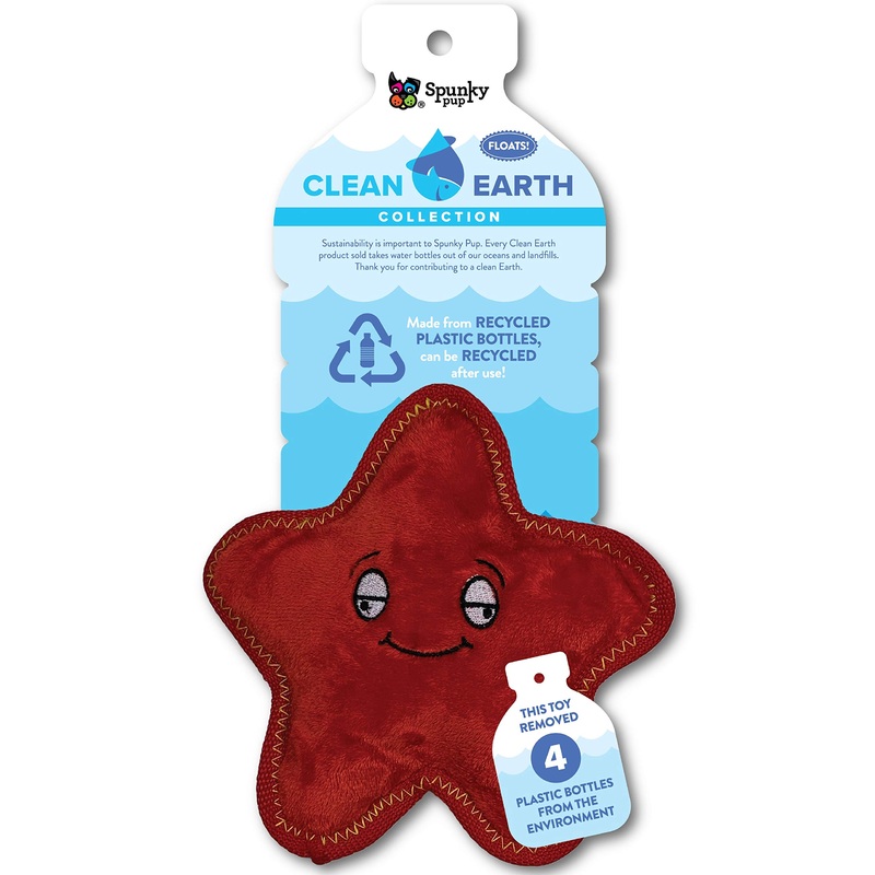 Spunky Pup Clean Earth Plush Starfish | Made From 100% Recycled Water Bottles | Small