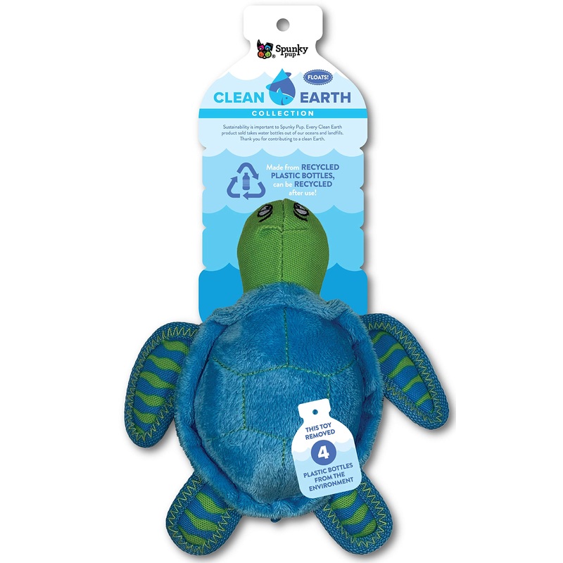 Spunky Pup Clean Earth Plush Turtle | Made From 100% Recycled Water Bottles | Small