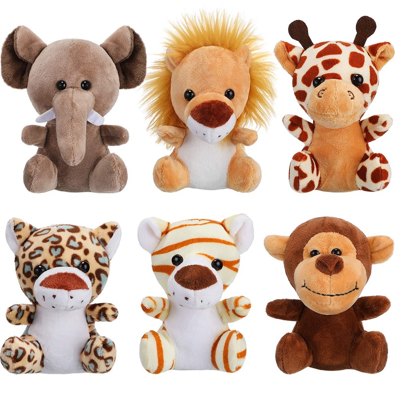 Sumind 12 Pieces Mini Stuffed Forest Animals Jungle Animal Plush Toys 4.8 Inch Cute Elephant Lion Giraffe Tiger Plush For Animal Themed Parties Achievement(Sitting)