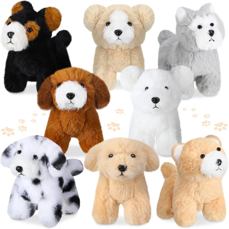 Sumind 8 Pieces Plush Dogs 5 Inch Stuffed Animals Bulk Assorted Cute Stuffed Dogs Small Animal Plush Toys For Girls Boys Graduation Valentine School Classroom Party Supplies Favors(Dog)