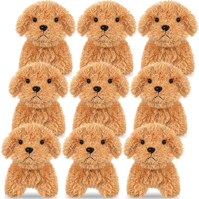 Sumind 9 Pcs Mini Plush Dog Stuffed Animals Bulk Dog Plush Party Favors For Easter Goodie Bag Fillers Baby Show Birthday(Long Plush Puppy)