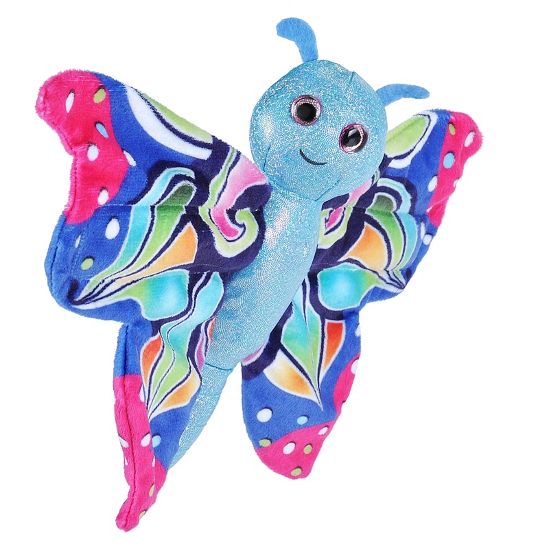 Wild Republic Huggers Butterfly Blue Plush Toy, Slap Bracelet, Stuffed Animal, Kids Toys, 8'