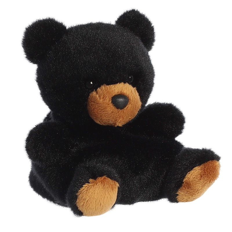 Aurora    Adorable Palm Pals    Sleepy Bear    Stuffed Animal - Pocket-Sized Fun - On-The-Go Play - Black 5 Inches