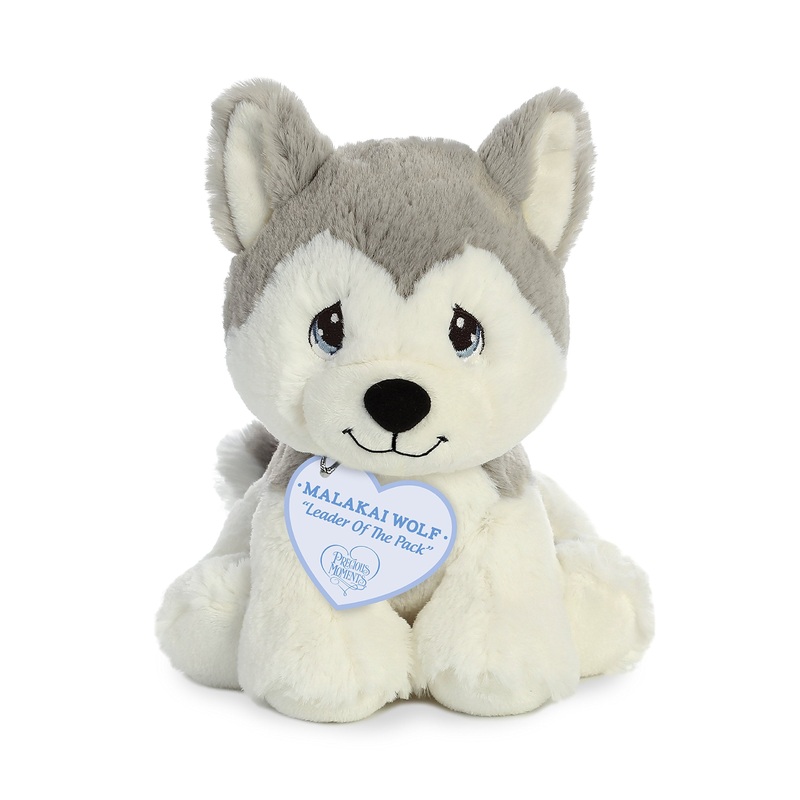 Aurora    Inspirational Precious Moments    Malakai Wolf Stuffed Animal - Cherished Memories - Enduring Comfort - Gray 8.5 Inche