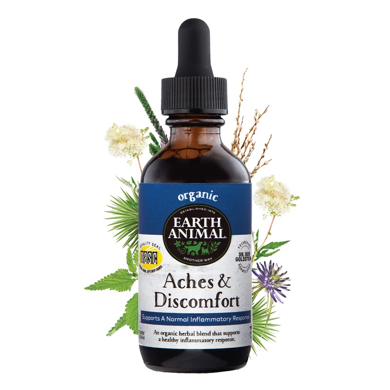 Earth Animal Aches And Discomfort, 2 Ounces, Herbal Remedy For Pain And Inflammation In Dogs And Cats