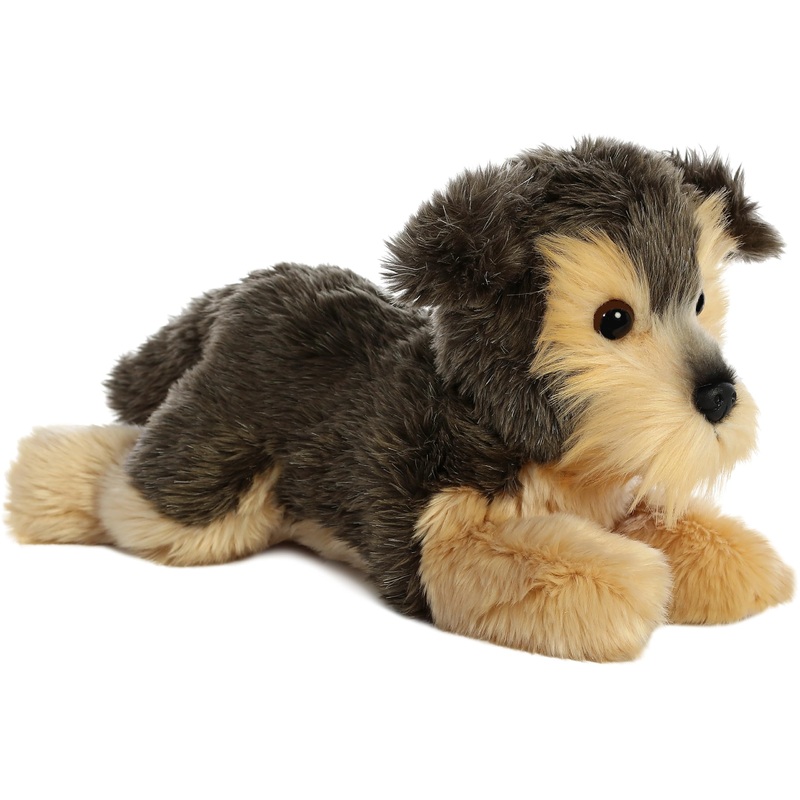 Aurora Adorable Flopsie Yorky Stuffed Animal - Playful Ease - Timeless Companions - Gray 12 Inches