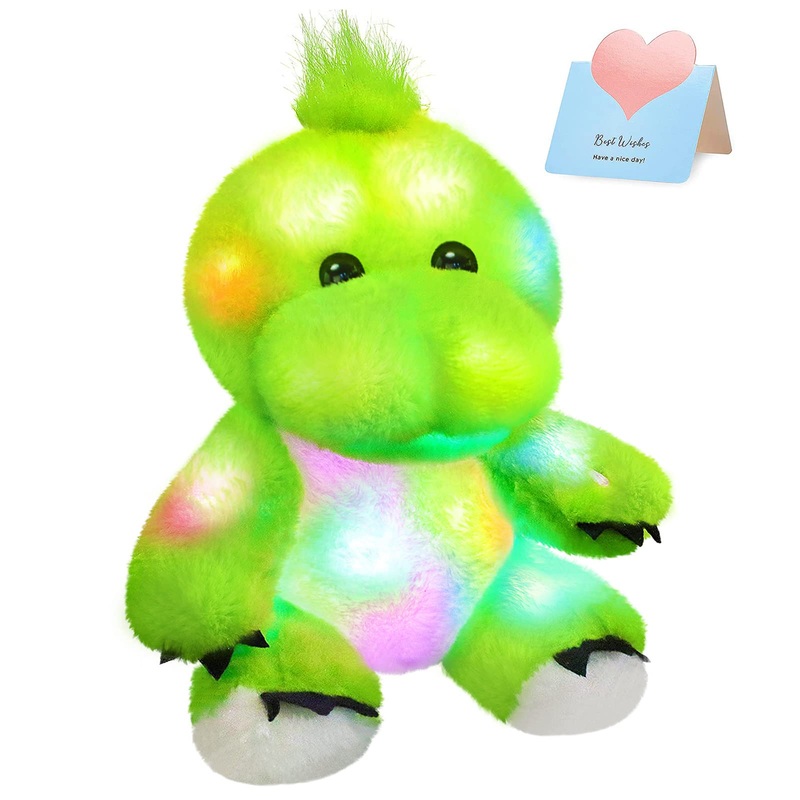 Bstaofy 11'' Light Up Dinosaur Stuffed Animals Cute Led T-Rex Soft Plush Toy Glow In The Dark Gifts For Kids Boys Girls Valentin