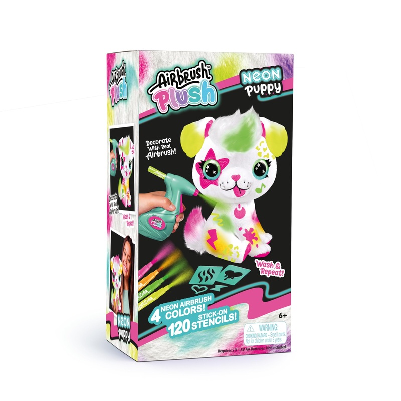 Canal Toys Personalize Airbrush Plush Large Neon Puppy! Decorate, Wash, Repeat! Customize Your Own Spray Art Plush With Markers, Battery Powered Airbrush And 100+ Stencils. Ages 6+