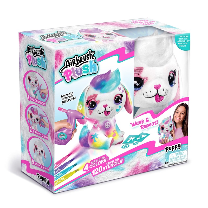 Canal Toys Personalize Airbrush Plush Large Puppy! Decorate, Wash, Repeat! Customize Your Own Spray Art Plush With Markers, Battery Powered Airbrush And 100+ Stencils. Ages 6+