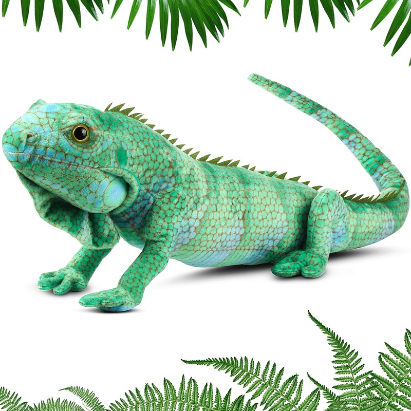 Syhood Lizard Stuffed Animals 37.4'' Realistic Plush Toy Lizard Toy Soft Plush Reptile Gift For Boys Girls Animal Lovers Birthday Easter(Emerald Green Iguana)