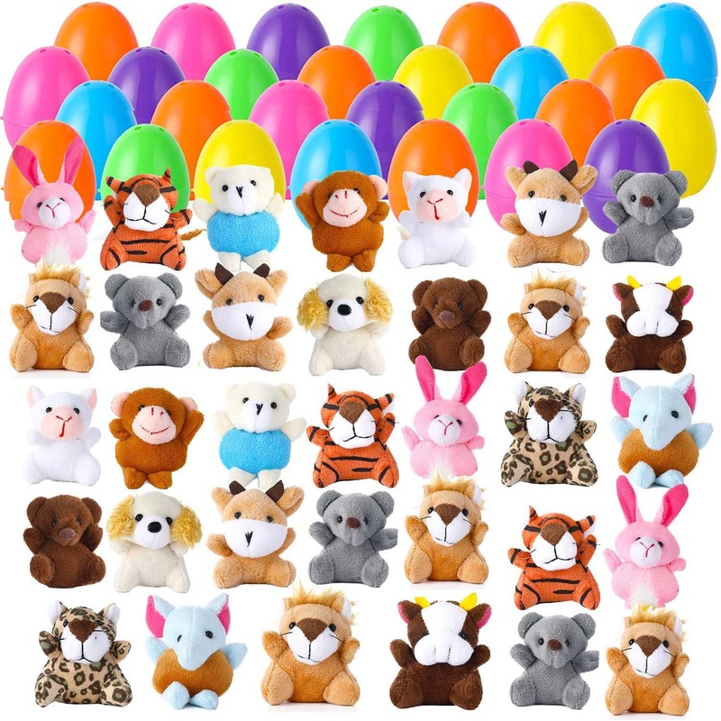 Twister.Ck 28 Pack Easter Eggs Filled With Mini Plush Animals Stuffed Toy For Kids Basket Stuffers/Fillers, Easter Eggs Hunt, Easter Party Favor,Gift Exchange, Classroom Prize