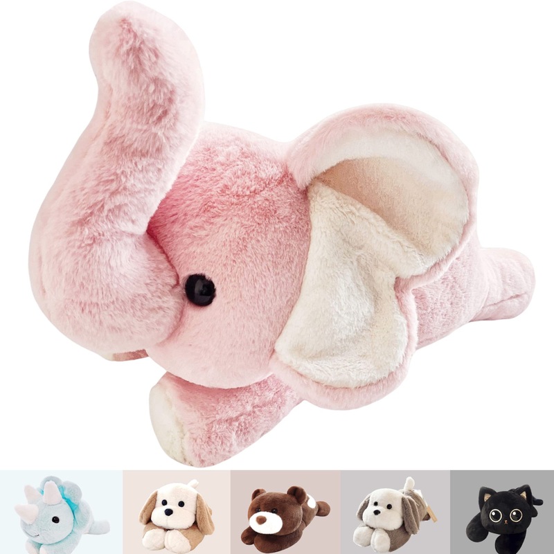 Uoozii 24.2'' | 5 Pounds Pink Elephant Weighted Stuffed Animals - Cute Weighted Plush Toy Comfort Big Weighted Throw Pillow Gift