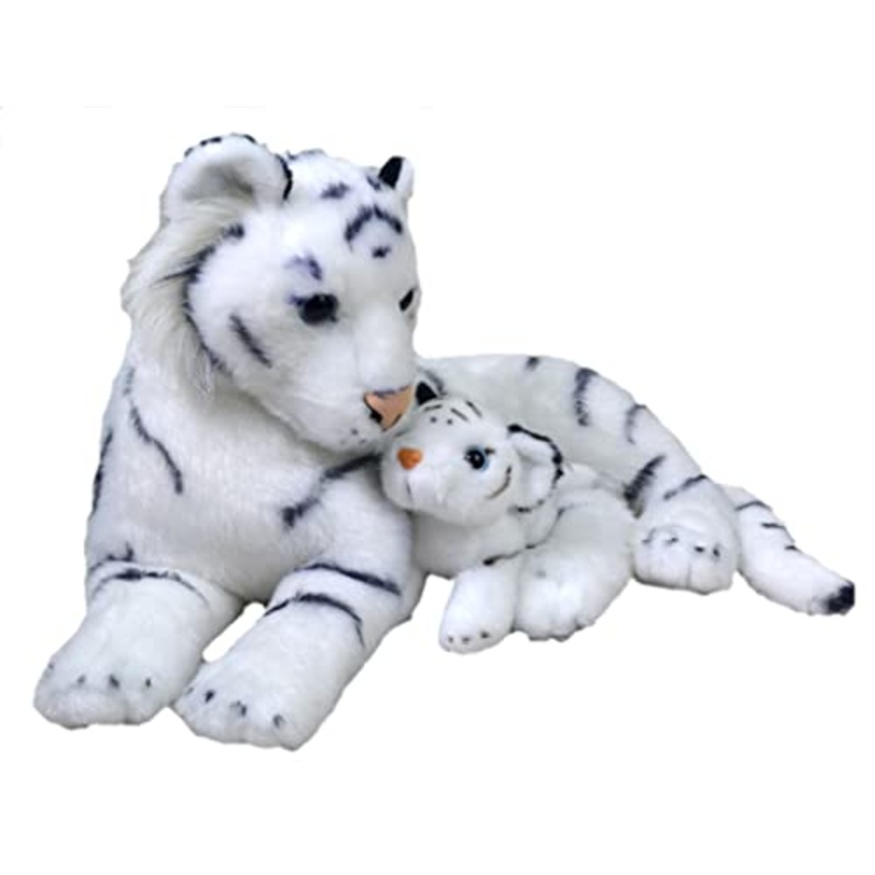 Wild Republic Mom & Baby White Tiger Plush, Stuffed Animal, Plush Toy, Gifts For Kids, Zoo Animals, 11''
