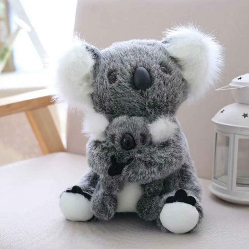 11 Inch Mum And Baby Koala Plush Toy Stuffed Animal Toy Plush Animal Doll (Grey)