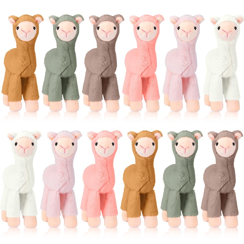 12 Pcs Mini Llama Stuffed Animals 7.87 Inch Alpaca Plush Dolls Cute Keychain Plush Llama Party Favors For Boys And Girls Birthday Party Supplies Baby Shower Bag Fillers Gift