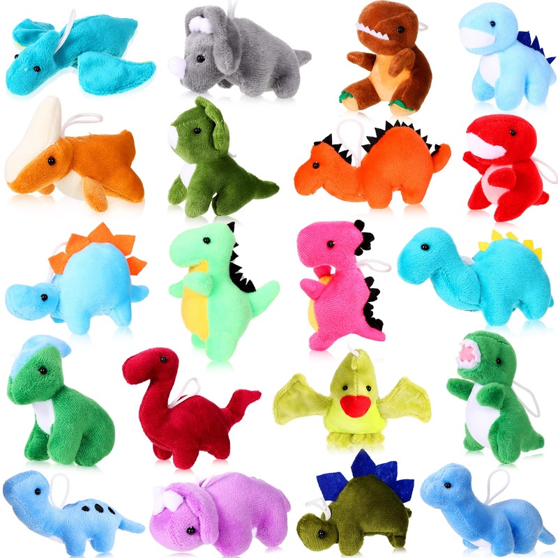 Aoriher 20 Pack Valentine'S Day Plush Mini Dinosaur Stuffed Animal Bulk Dinosaur Party Favors Toys Soft Dino Figures Assortment Cute Dino Plush Easter Bags Filler For Boys Girls