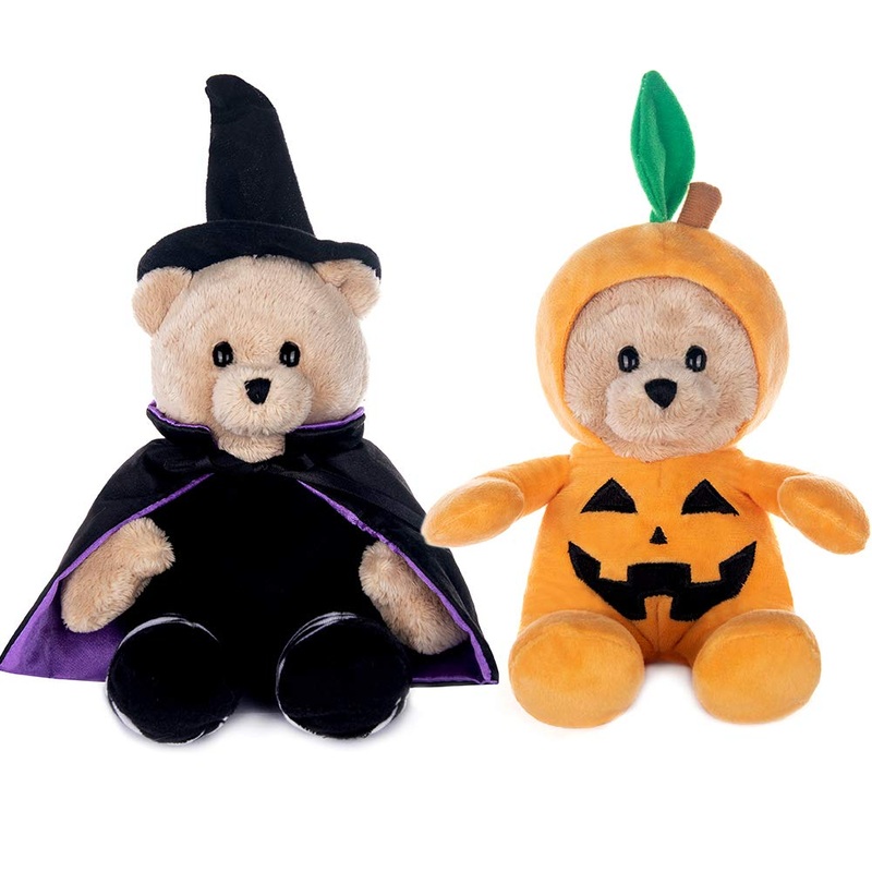 My Oli 9' Pumpkin Wizard Stuffed Animal Plush Teddy Bear Stuffed Witch Pumpkin Plush Toy With Fliptable Hats Gifts For Kids Babies Toddlers