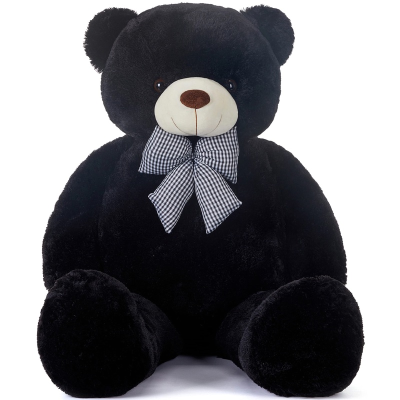 Ikasa Giant Teddy Bear Stuffed Animal Plush Toy,Large Bear Cute Jumbo Soft Toys,Huge Big Size Fluffy Plushy Fat Oversized Plushie,Gifts For Kids Girls Boys Girlfriend Children (Black, 47 Inches)