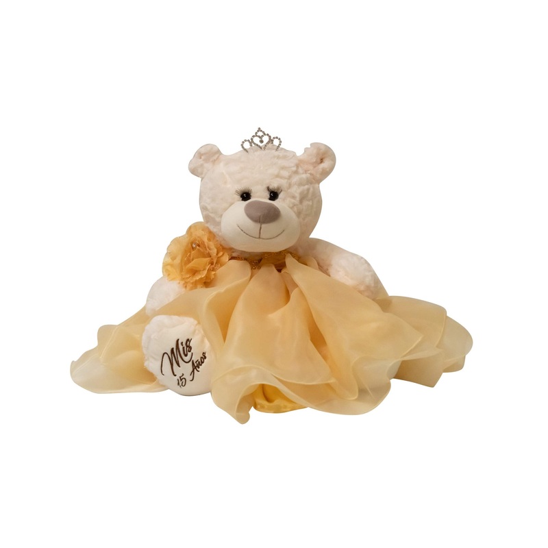 Kinnex Collections By Amanda 20' Quince Anos Quinceanera Last Doll Teddy Bear With Dress (Centerpiece) ~Gold~ B16831-6