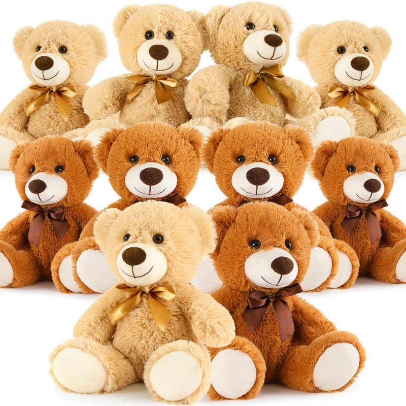 Morismos 10 Packs Bulk Teddy Bears Stuffed Animal, Soft Teddy Bear Bulk, 13.5' Small Bears Plush For Centerpiece Baby Shower, Kids