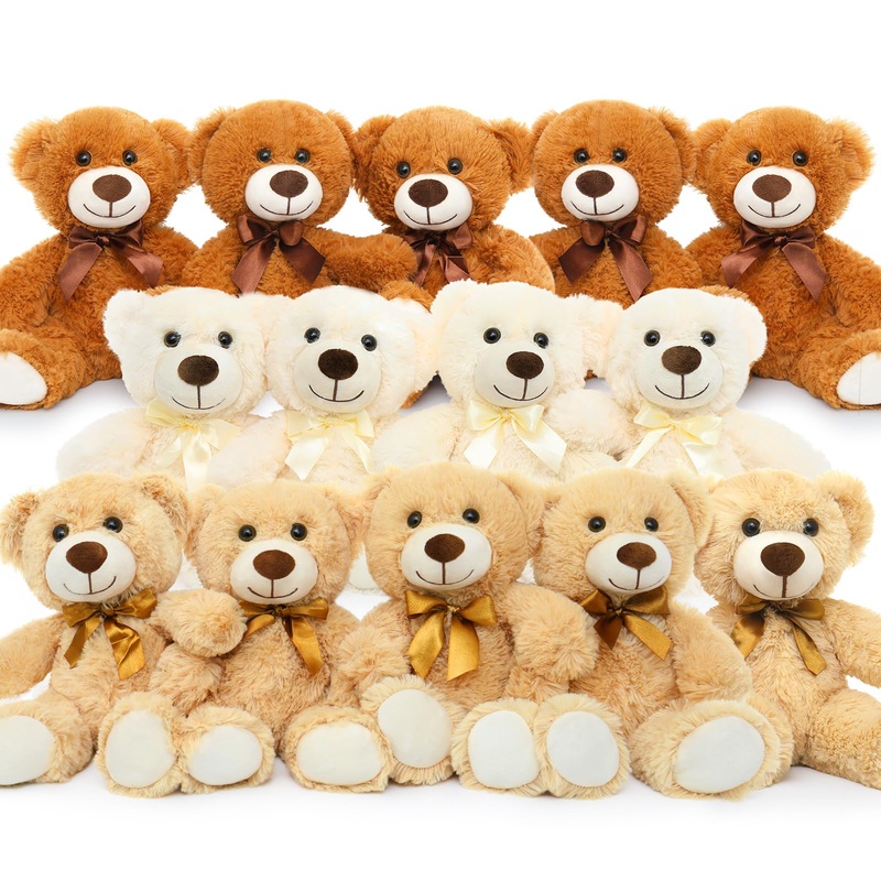 Morismos 14 Packs Bulk Teddy Bears, Small Teddy Bear Bulk Plush, Stuffed Bears Bundle For Girls Centerpiece Baby Shower 14In