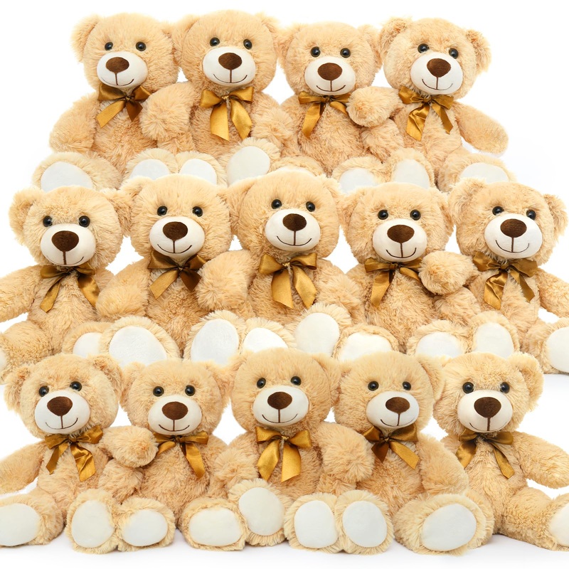 Morismos 14 Packs Bulk Teddy Bears, Small Teddy Bear Bulk Stuffed Animal, Stuffed Bears Bundle Plush For Kids Centerpiece Baby Shower 14In
