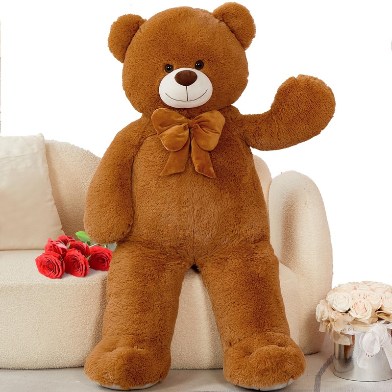 Morismos Giant Teddy Bear 4 Ft Stuffed Animal For Girlfriend,Cuddly Stuffed Big Bear Plush Toy For Valentines,47 Inches Big Stuffed Animal Bear Christmas Baby Shower For Boyfriend,Wife,Children