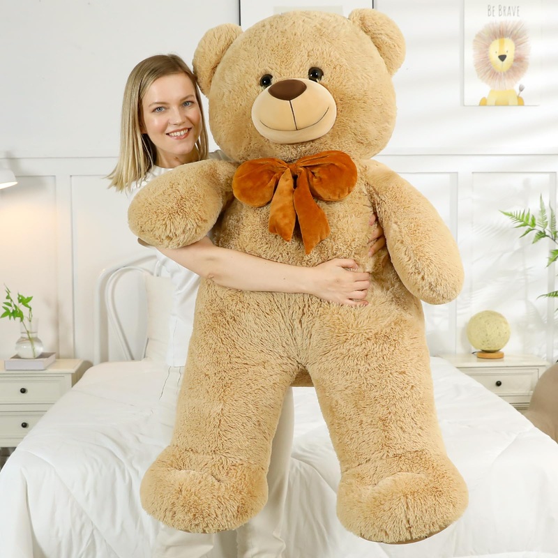 Morismos Giant Teddy Bear 4 Ft Stuffed Animal For Girlfriend,Cuddly Stuffed Big Bear Plush Toy For Valentines Gift,47 Inches Big Stuffed Animal Bear Christmas Baby Shower For Boyfriend,Wife,Children