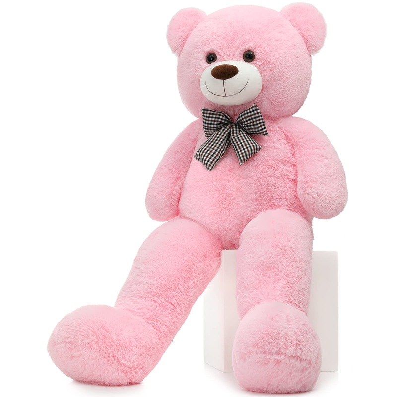Morismos Giant Teddy Bear 5Ft, Huge Teddy Bear Pink 55Inch, Life Size Bears For Girlfriend Girls On Christmas Valentine'S Day
