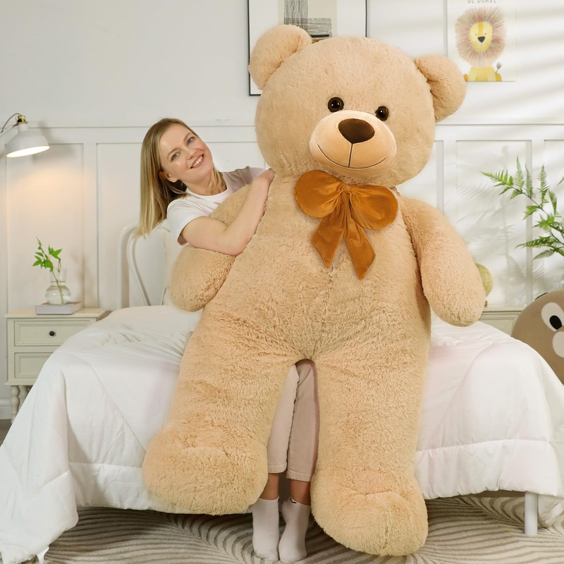 Morismos Giant Teddy Bear 5Ft Stuffed Animal For Girlfriend,Human Size Cuddly Teddy Bear Toy For Valentine, Jumbo Brown Stuffed Bear Plush 59 Inch,Xmas Gifts For Women Kids Baby Shower Decor