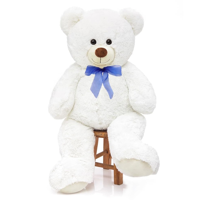 Morismos Giant Teddy Bear Stuffed Animal-35.4 Inch Big Teddy Bear, Soft Large Teddy Bear Plush Toy,White Teddy Bear,Big Stuffed Bear Animal For Girl Boy Girlfriend Christmas Valentine'S Birthday,White