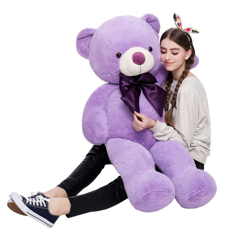 Morismos Giant Teddy Bear Stuffed Animals 4 Feet Purple Plush Toy For Girlfriend Kids Birthday (Purple, 47 Inches)