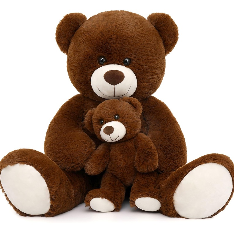 Morismos Giant Teddy Bear Stuffed Animals, Big Mommy And Baby Bear Large Teddy Bears Baby Shower For Girlfriend On Valentine Christmas 39 Inch