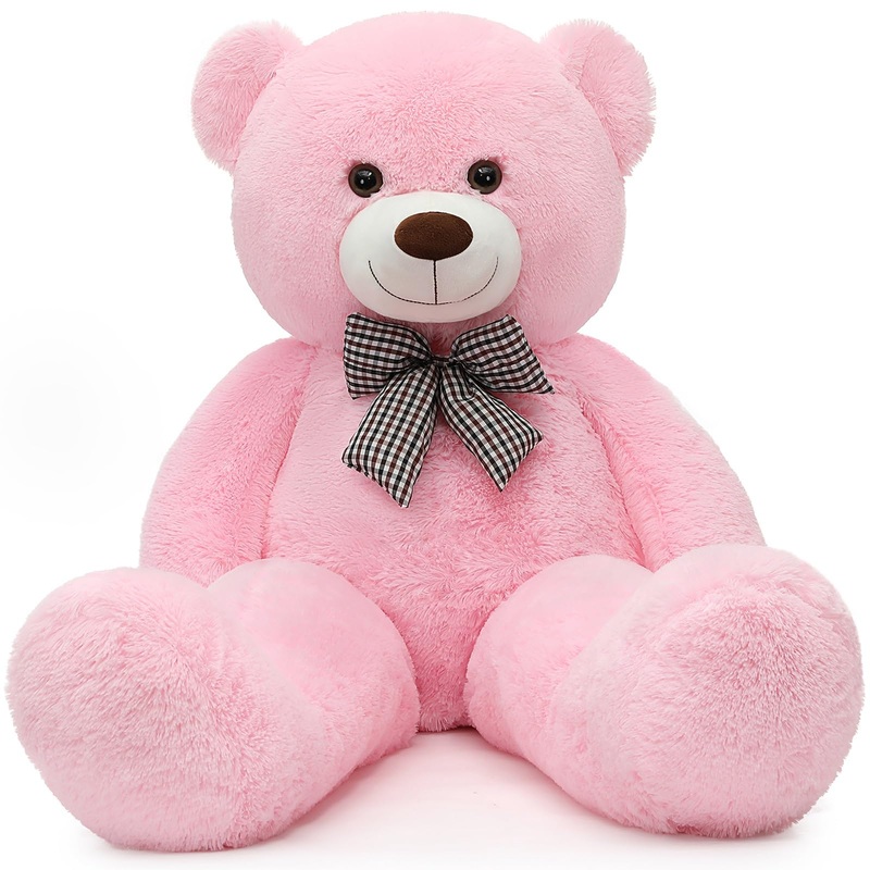 Morismos Giant Teddy Bear Stuffed Animals Purple Plush Toy For Girlfriend Kids Christmas Valentine'S Day Birthday (Pink, 47 Inches)