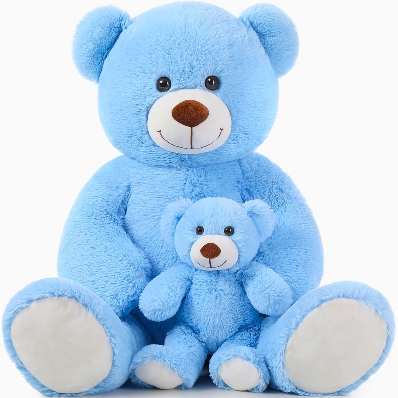 Morismos Giant Teddy Bear Stuffed Animals, Soft Big Mommy And Baby Bear, Large Teddy Bears Baby Shower For Girlfriend On Valentine Christmas 39 Inch, Blue