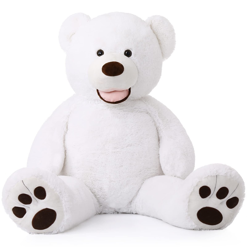 Morismos Giant Teddy Bear With Big Footprints Big Teddy Bear Plush Stuffed Animals (White, 51 Inches)