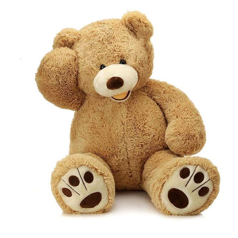 Morismos Giant Teddy Bear With Big Footprints Plush Stuffed Animals Light Brown 39 Inches