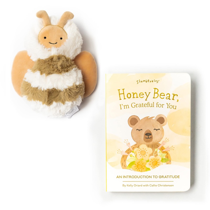 Slumberkins Honey Bear Board Book & Bee Mini | Teach Kids Gratitude & Support Emotional Intelligence For Ages 0+ (Bee)
