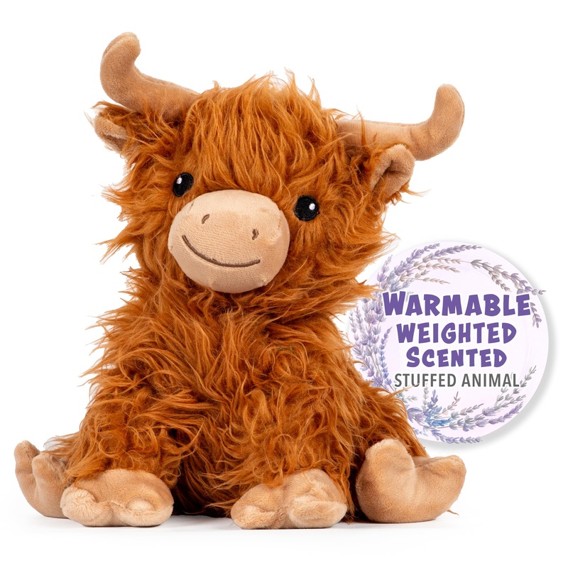 1I4 Group Warm Pals - Highland Cow - Cozy Lavender Scented Plush Toys - Stuffed Animal - Coolable Bedtime Comfort Plushie