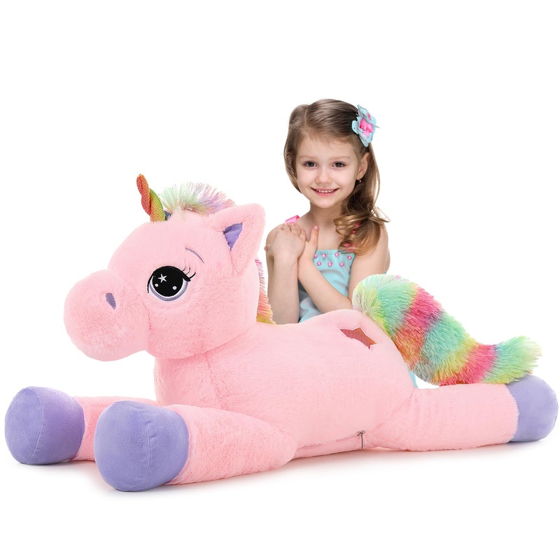 Tezituor 32In Giant Unicorn Plush Toys,Cute Rainbow Pink Unicorn Stuffed Animals,Unicorn Birthday Decorations For Girls,Big Unicorns Gifts For Children