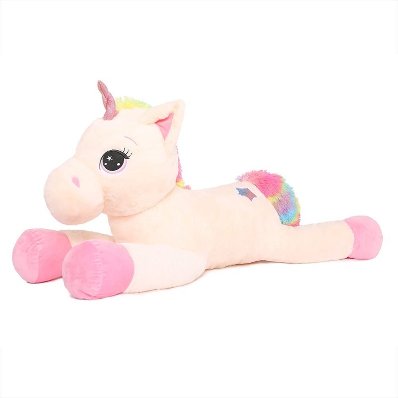 Tezituor 32In Unicorn Plush Toys,Beige Giant Unicorn Stuffed Animals,Lovely Unicorn Birthday Decorations For Girls,Big Unicorns Gifts For Children