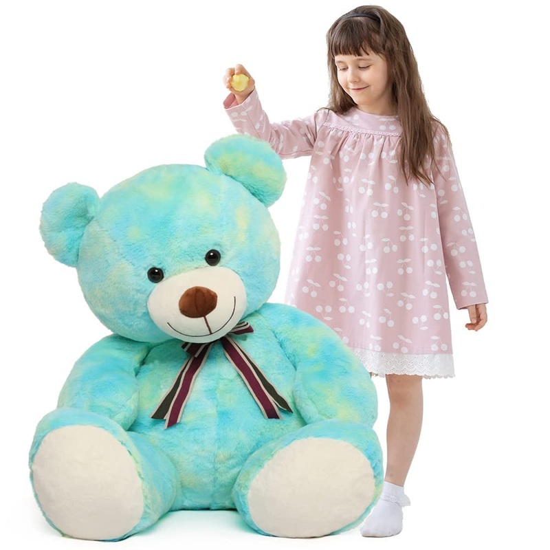 Tezituor 40In Big Teddy Bear,Giant Stuffed Animal Plush,Rainbow Green Bears Gifts For Baby Shower, Valentine, Christmas, Birthday,