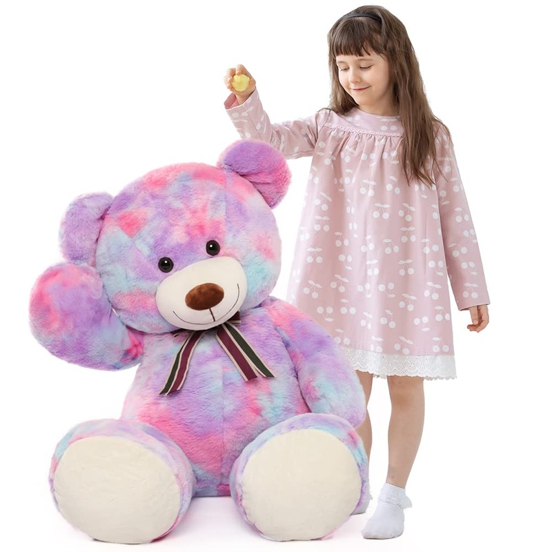 Tezituor 40In Giant Teddy Bear,Big Stuffed Animal Plush,Rainbow Purple Soft Gifts For Baby Shower,Valentine, Christmas, Birthday.