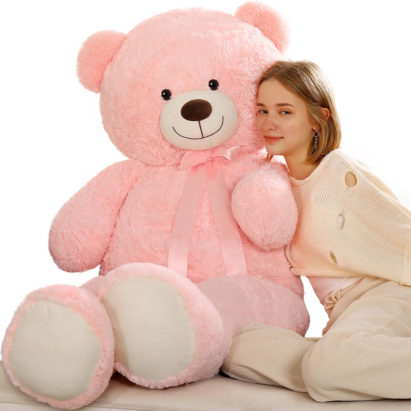 Tezituor 59 Pink Big Teddy Bear, 5Ft Giant Stuffed Animal Plush,Soft Bear Gifts For Christmas, Birthday,Valentine, Baby Shower.