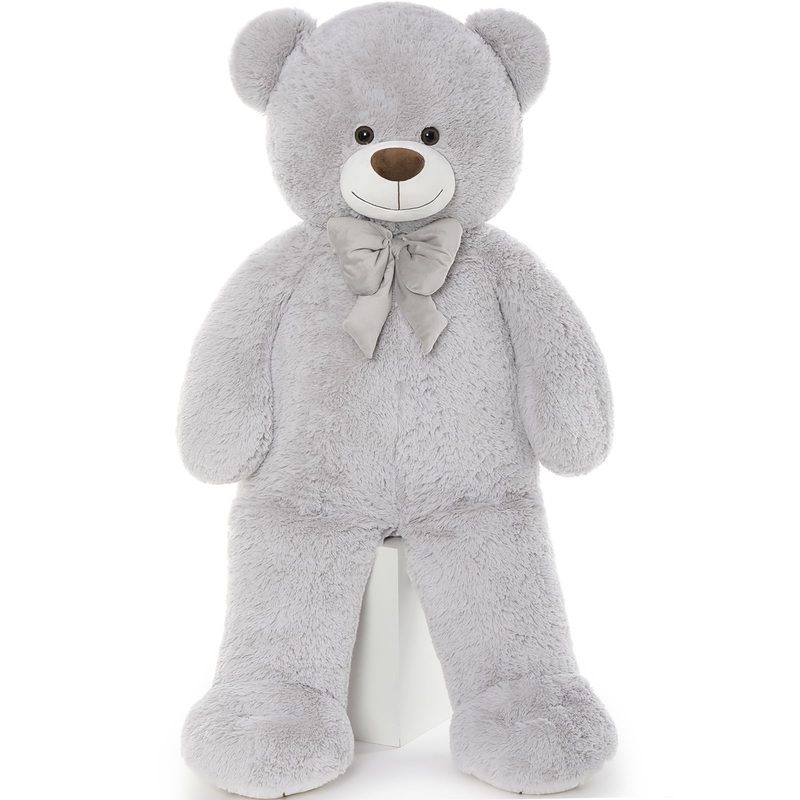 Tezituor Big Teddy Bear 4 Feet, Soft Giant Stuffed Animal Life Size 47 Inch Plush Bear Toy Valentines Christmas Birthday Gift For Girlfriend Kids,Grey