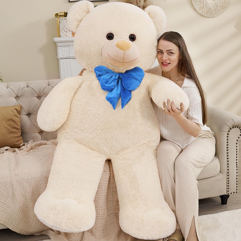 Tezituor Big Teddy Bear 5 Feet, 59 Inch Giant Stuffed Animal Valentines Life Size Soft Plush Bear Toy Valentine'S Day Christmas Birthday Gift For Girlfriend Kids White