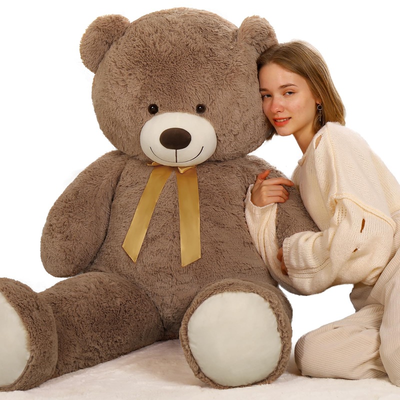 Tezituor Big Teddy Bear 5 Feet,Giant Teddy Bear Stuffed Animal 59 Inches,Human Size Teddy Bear For Girlfriend,Boyfriend,Beige Teddy Bear For Valentines Day,Chrismas,Birthday