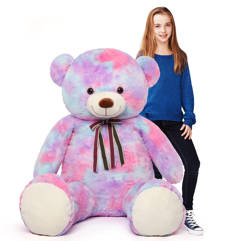 Tezituor Big Teddy Bear,52'' Giant Stuffed Animal Plush,Rainbow Purple Soft Gifts For Valentine, Christmas, Birthday.