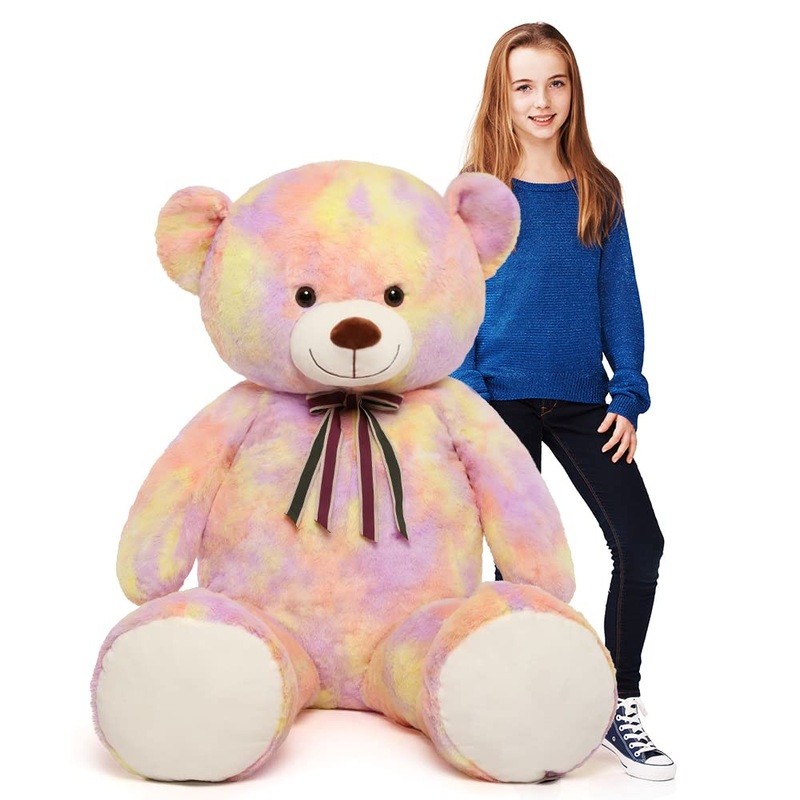 Tezituor Big Teddy Bear,52'' Giant Stuffed Animal Plush,Rainbow Yellow Soft Gifts For Valentine, Christmas, Birthday.